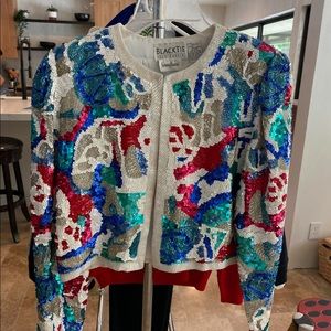 Blktie Oleg Cassini for Neiman Marcus sequin JKT S